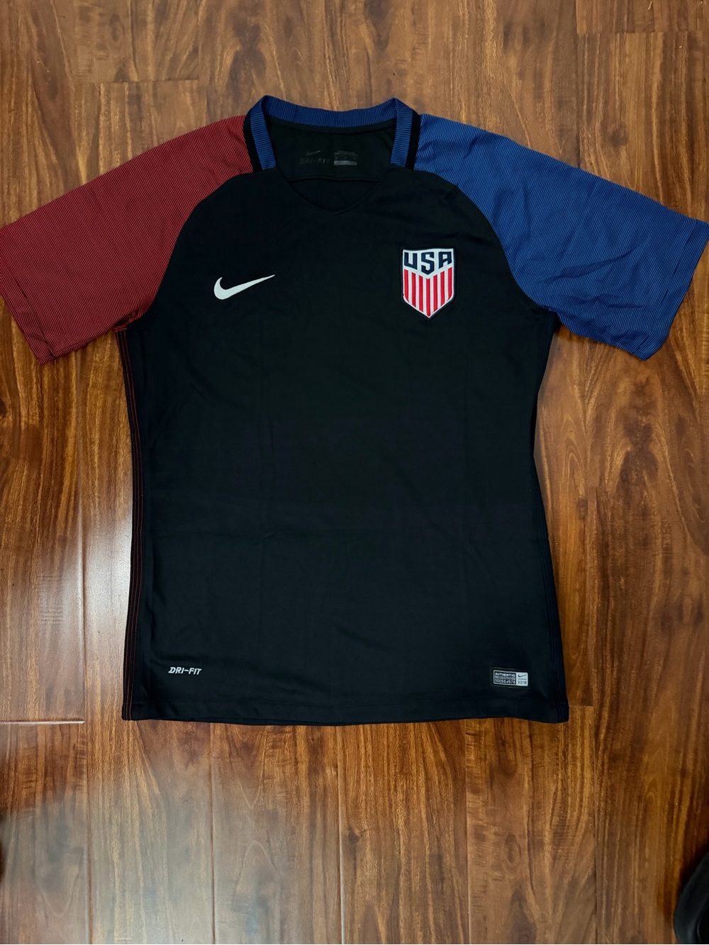 Nike Black USA Soccer Jersey with Red Left Sleeve & Blue Right Sleeve